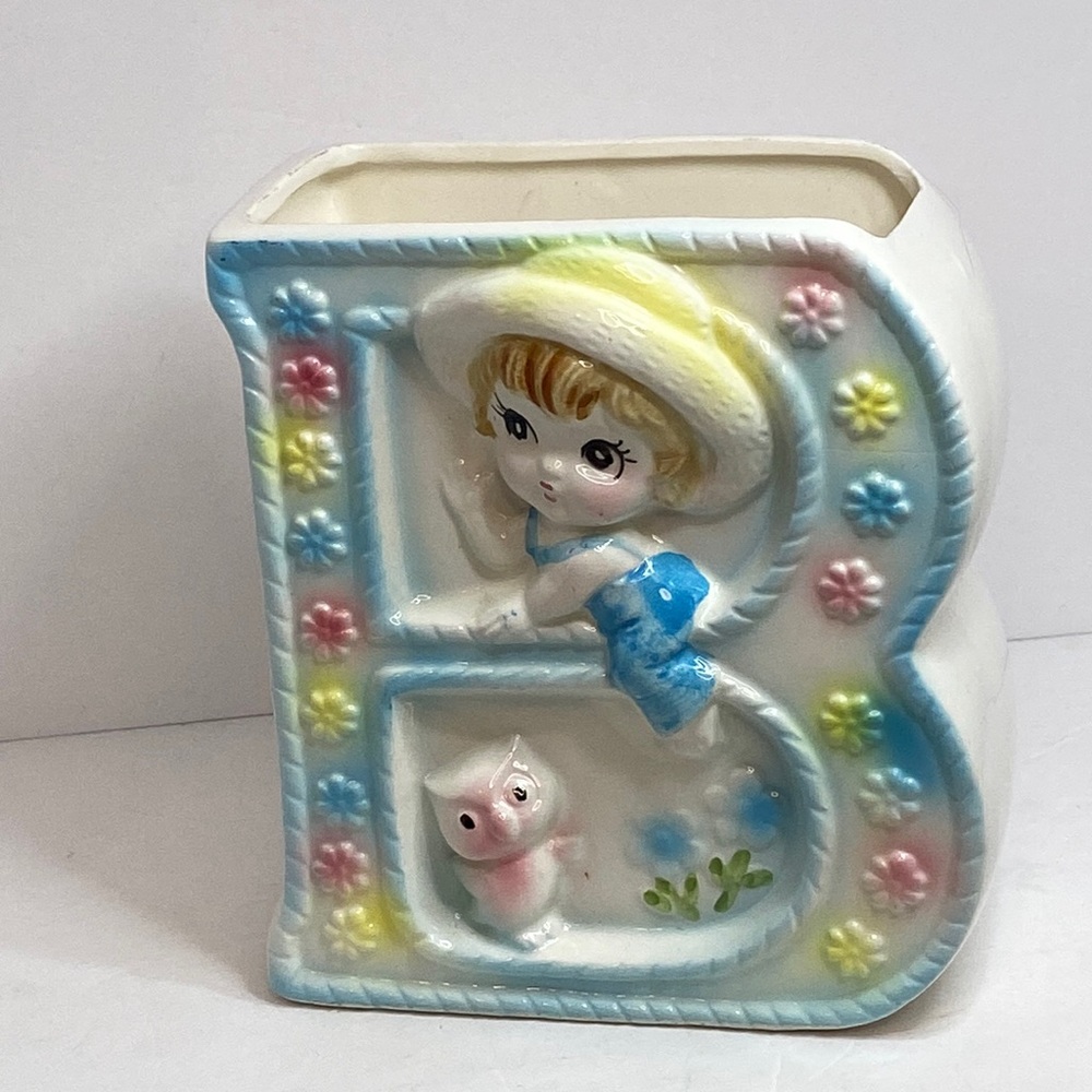 Reubens Originals Japan Ceramic “ B” Baby Boy Planter